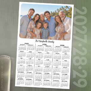 3 Year 2027 2028 2029 Calendar with Family Photos Magnetic Dry Erase Sheet