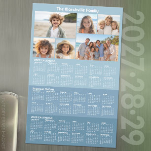 3 Year 2027 2028 2029 Calendar with Family Photos Magnetic Dry Erase Sheet