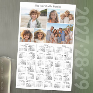 3 Year 2027 2028 2029 Calendar with Family Photos Magnetic Dry Erase Sheet