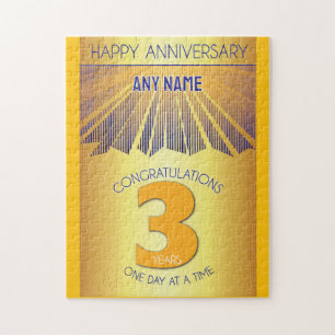 3 Year AA 12 Step Anniversary Personalized Jigsaw Puzzle
