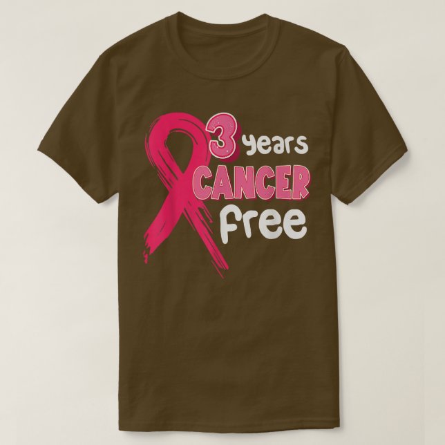 3 Year Breast Cancer Free Pink Breast Cancer Survi T-Shirt (Design Front)