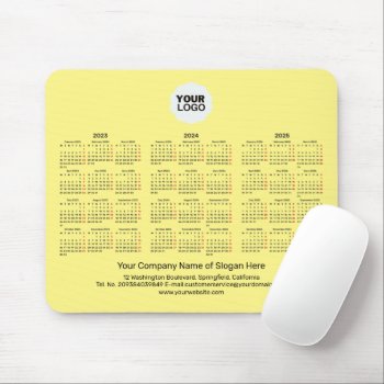 3 Year Calendar 2023-2025 Corporate Gift Mouse Pad by thepapershoppe at Zazzle