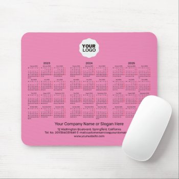 3 Year Calendar 2023-2025 Pink Mouse Pad by thepapershoppe at Zazzle
