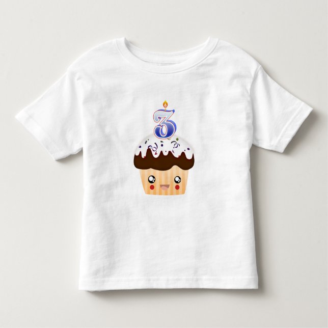 3 Year Cupcake T - Blue Toddler T-shirt (Front)