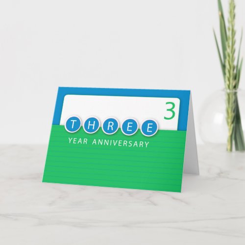 3 Year Employee Anniversary Circles Green Blue Card