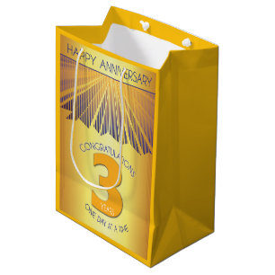 3 Year Golden Ray 12 Step Anniversary Medium Gift Bag