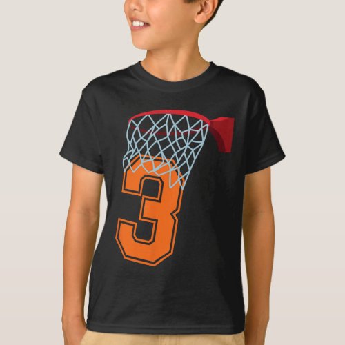 3 Year Old 3rd Basketball Birthday Party Theme Boy T_Shirt