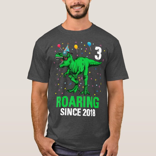 3 Year Old 3rd Birthday Boy Toddler Dinosaur Tee (Front)