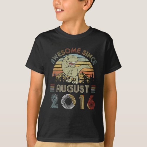 3 Year Old August 2016 3rd Dinosaur Birthday Boy T_Shirt