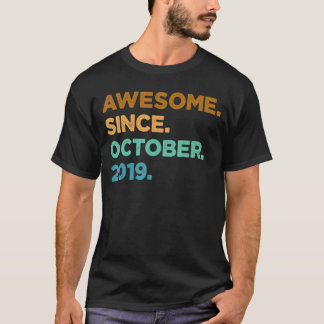 3 Year Old Awesome Since October 2019 3rd Birthda T-Shirt