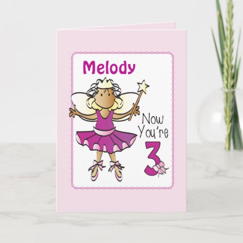 3 Year Old Ballerina Magical Birthday Card for Her