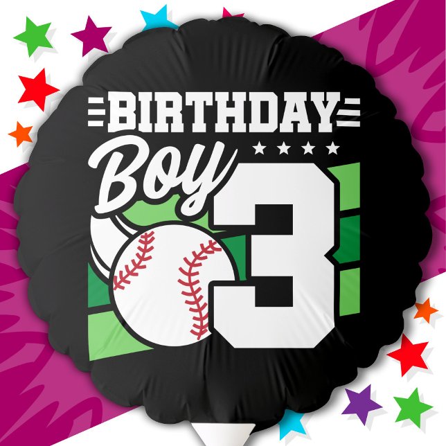 3 Year Old Baseball Party Theme 3rd Birthday Boy Balloon (Creator Uploaded)