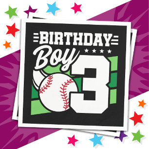 3 Year Old Baseball Party Theme 3rd Birthday Boy Napkins