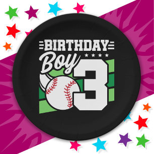 3 Year Old Baseball Party Theme 3rd Birthday Boy Paper Plates