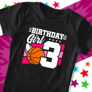 3 Year Old Basketball Party 3rd Birthday Girl T-Shirt