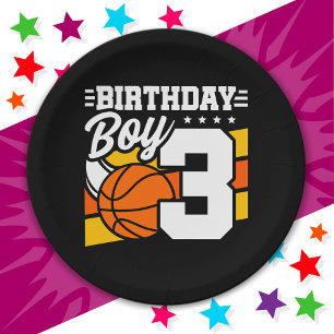 3 Year Old Basketball Party Theme 3rd Birthday Boy Paper Plates