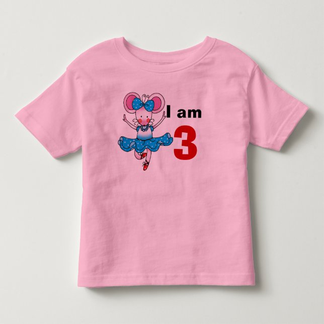 3 year old birthday ballerina girl toddler t-shirt (Front)