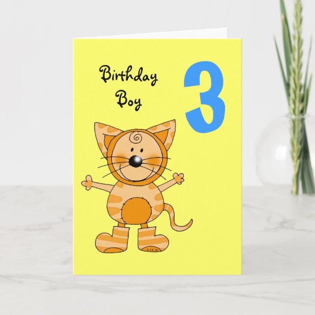 3 year old birthday boy card (Front)