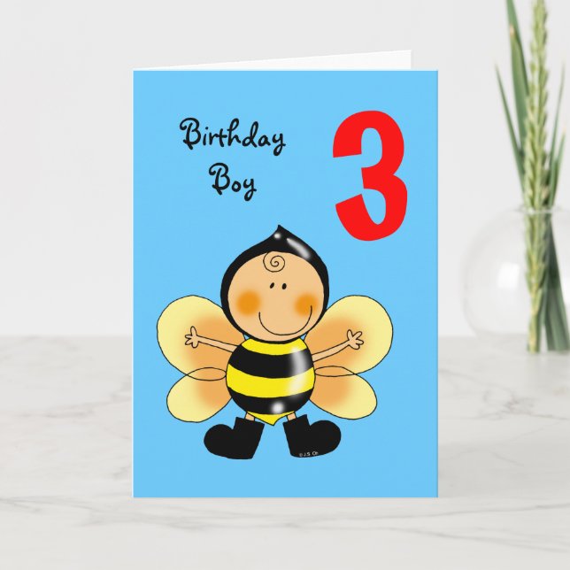 3 year old birthday boy card (Front)
