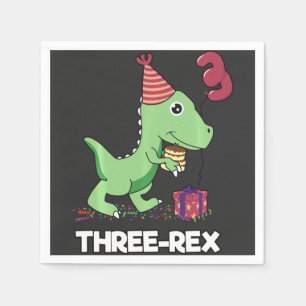 3 Year Old Birthday Boy Dinosaur Three Rex Kids Napkins
