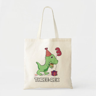 3 Year Old Birthday Boy Dinosaur Three Rex Kids Tote Bag