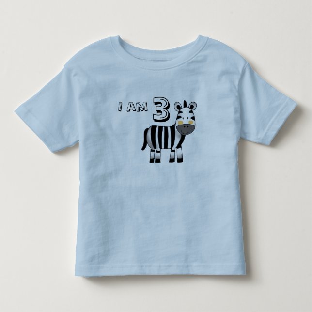 3 year old birthday boy/girl gift (zebra) toddler t-shirt (Front)