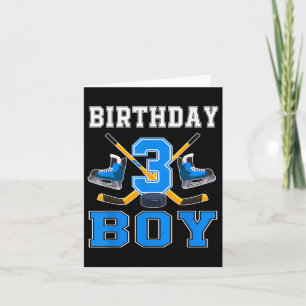 3 Year Old Birthday Boy Ice Hockey 3rd Party Card