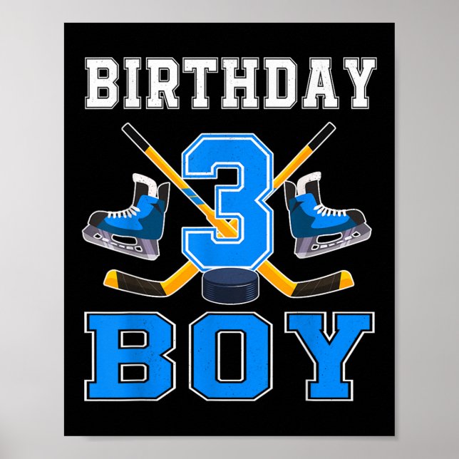 3 Year Old Birthday Boy Ice Hockey 3rd Party  Poster (Front)