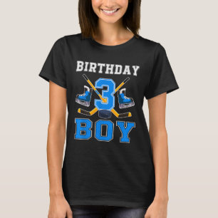 3 Year Old Birthday Boy Ice Hockey 3rd Party T-Shirt
