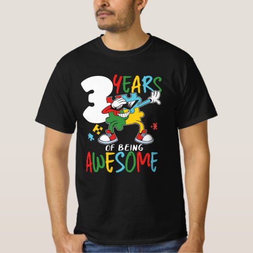 3 Year Old Birthday Boy Or Girl Autism Awareness T_Shirt