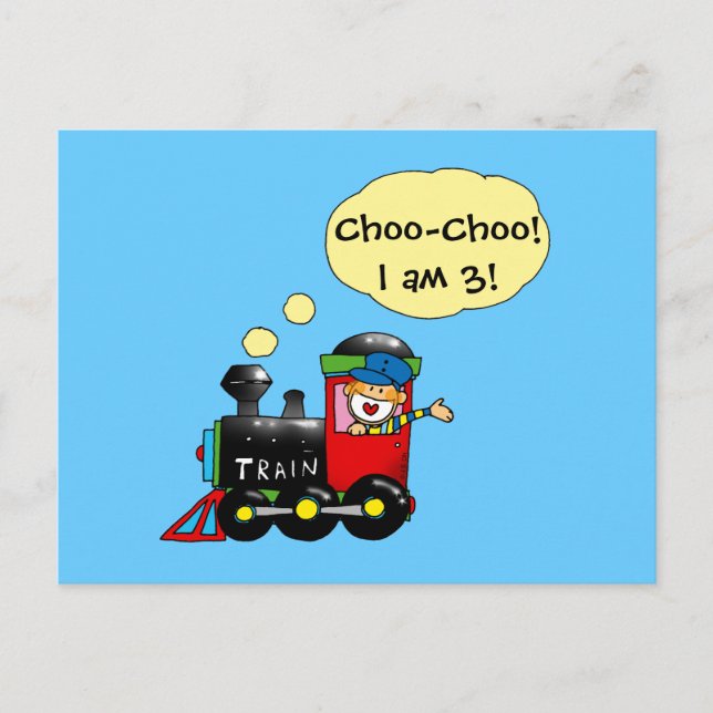 3 year old birthday boy postcard (Front)