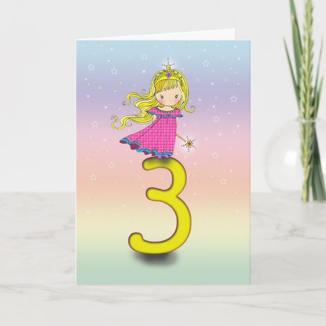 3 Year Old Birthday Card Little Princess (Front)
