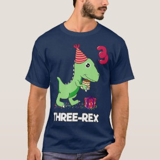 3 year old birthday gift Boy Dinosaur Three Rex T-Shirt