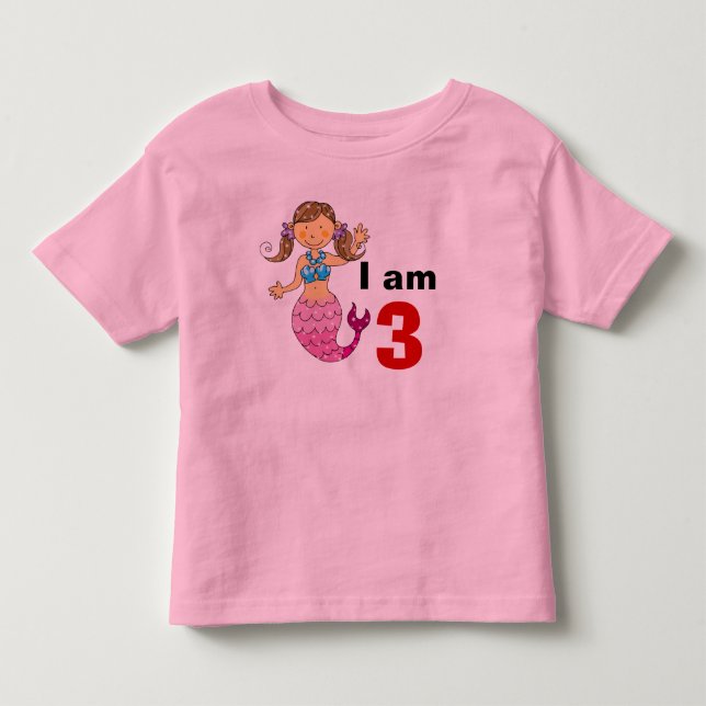 3 year old birthday mermaid girl toddler t-shirt (Front)