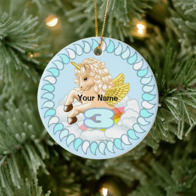 3 year old Birthday Unicorn  custom ornaments (Tree)