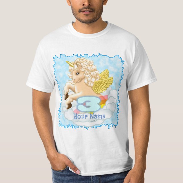 3 year old Birthday Unicorn  T-Shirt (Front)