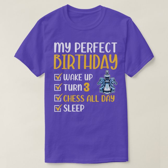 3 Year Old Chess Birthday Party 3rd Player T-Shirt (Design Front)