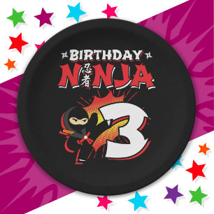 3 Year Old Comic Book Style Ninja 3rd Birthday Paper Plates