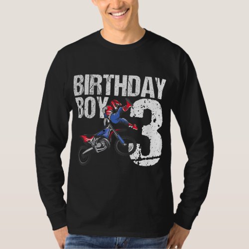 3 Year Old Dirt Bike Birthday Party Motocross MX 3 T_Shirt