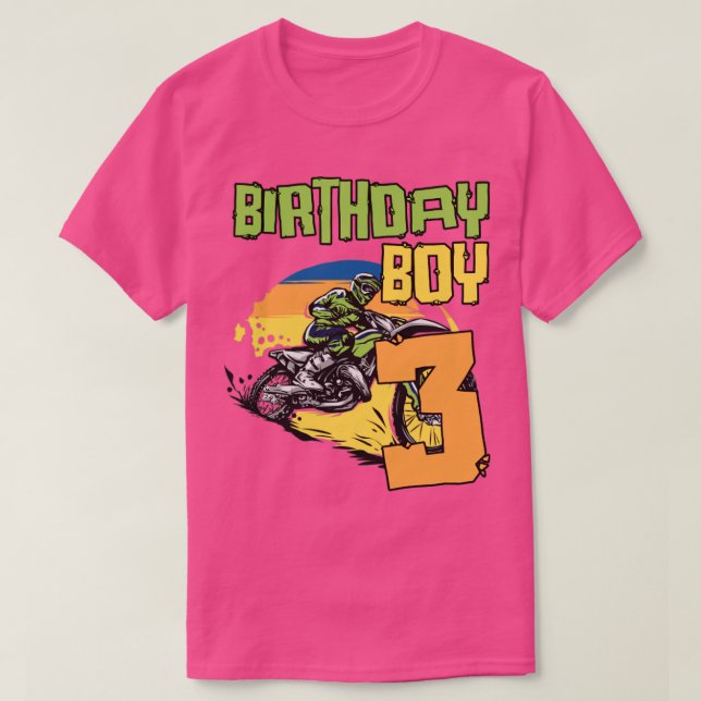3 Year Old Dirt Bike Birthday Party Motocross MX 3 T-Shirt (Design Front)