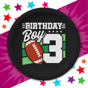 3 Year Old Football Party Theme 3rd Birthday Boy Paper Plates
