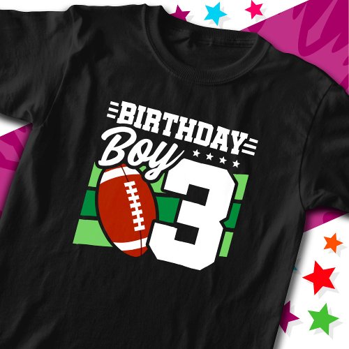 3 Year Old Football Party Theme 3rd Birthday Boy T_Shirt