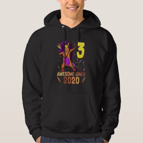 3 Year Old Gifts Afro Dabbing Unicorn 3rd Birthday Hoodie