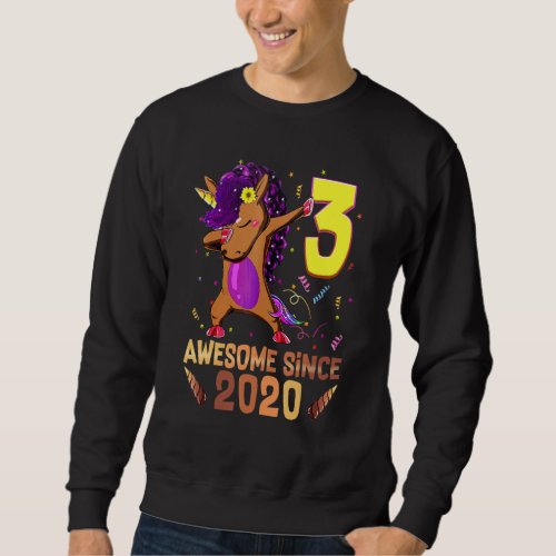 3 Year Old Gifts Afro Dabbing Unicorn 3rd Birthday Sweatshirt