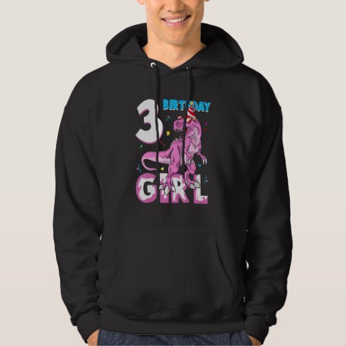 3 Year Old Gifts Party 3rd Birthday Girl Teen dino Hoodie