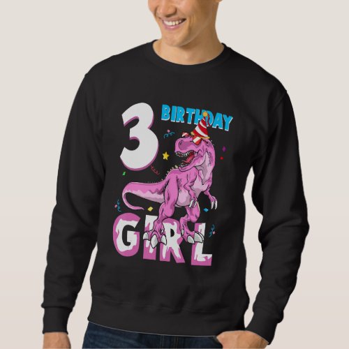 3 Year Old Gifts Party 3rd Birthday Girl Teen dino Sweatshirt