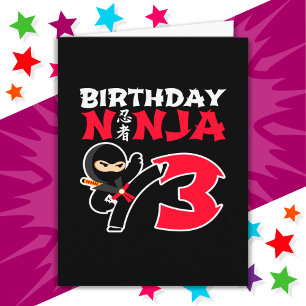 3 Year Old Karate Ninja Party Kids 3rd Birthday Card
