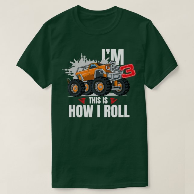 3 Year Old Monster Truck 3th Birthday 2 T-Shirt (Design Front)