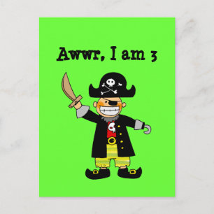 3 year old pirate boy postcard