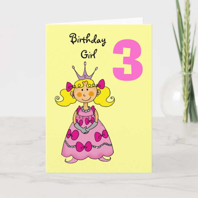 3 year old princess (blond hair) card (Front)
